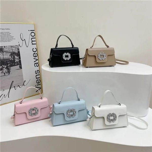 Women's Hand Bags Shoulder Bag PU Wallet Portable Tote Handbags Fashion Small Square Bag Casual Crystal Decoration