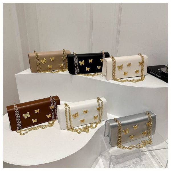 Metal 3D Butterfly Underarm Bag Spring Summer New Chain Crossbody Bags Luxury Designer Party Handbags Girlfriend Gift