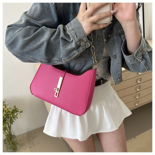 Women's Casual Lightweight PU Leather Sling Bag with Zipper Closure Solid Color and Polyester Lining Fashionable Style