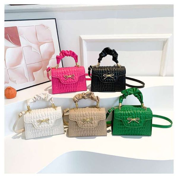 Crocodile Pattern Shoulder Bags Candy Color Rhinestone Bow Crossbody Ladies Handbags Wholesale Low Prices